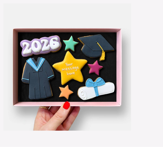 Personalised Graduation Gift Iced Biscuits Letterbox Gift