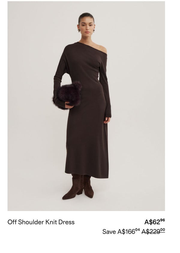 Off Shoulder Knit Dress A$62.96 SAVE A$166.04