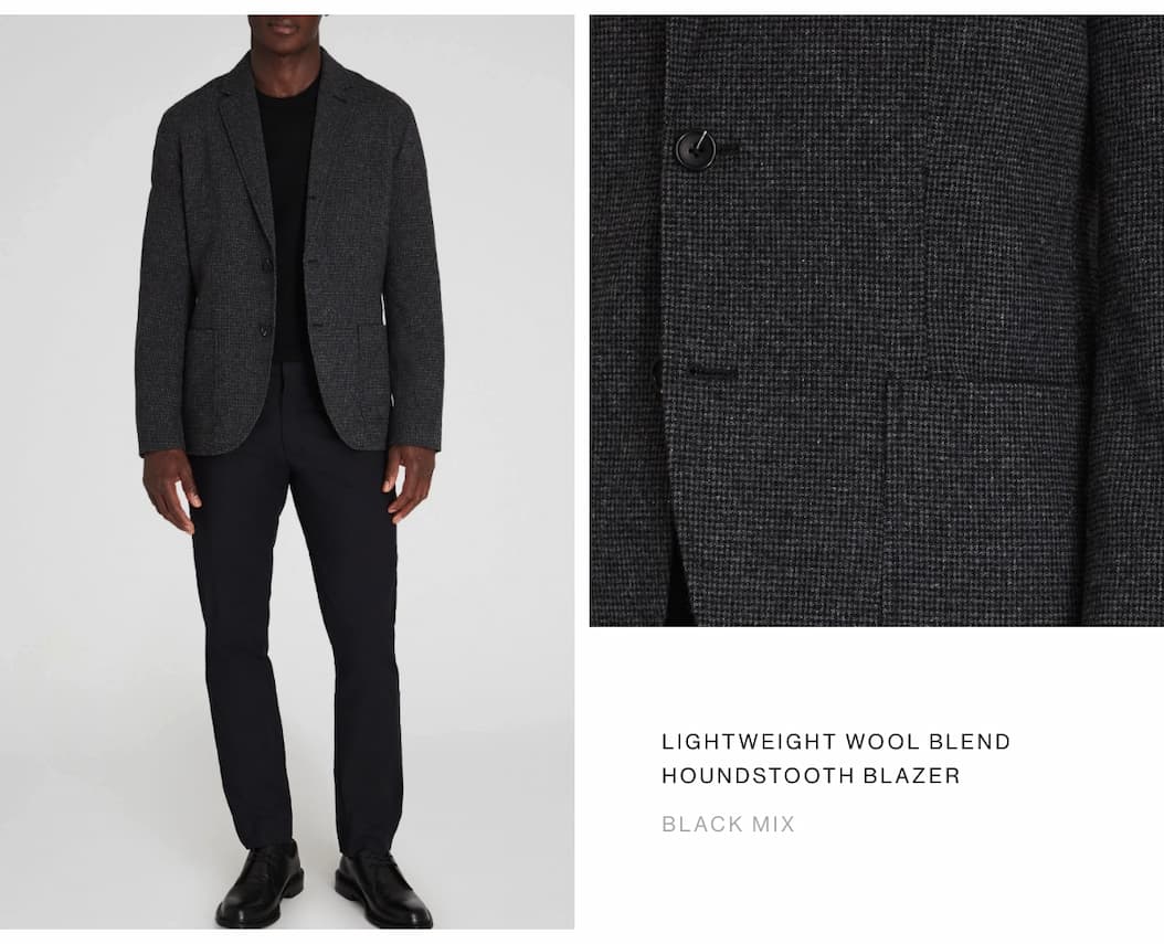 Lightweight Wool Blend Houndstooth Blazer