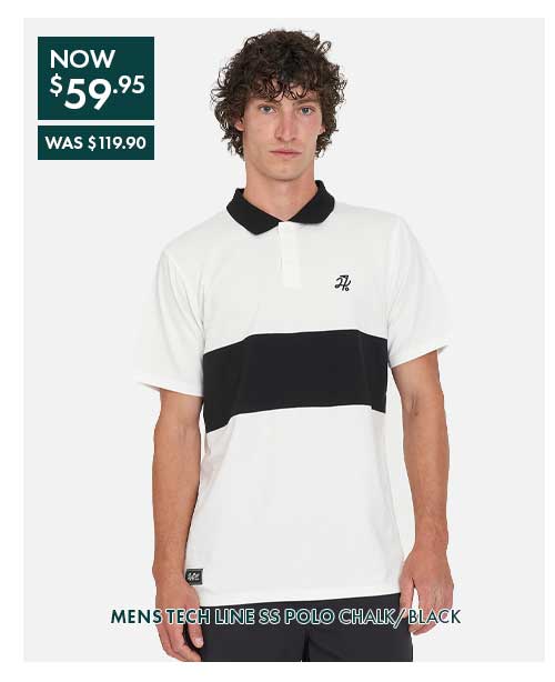 MENS TECH LINE SS POLO CHALK/BLACK