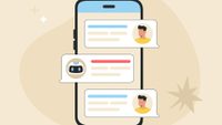 illustration of smartphone showing chat between human and robot