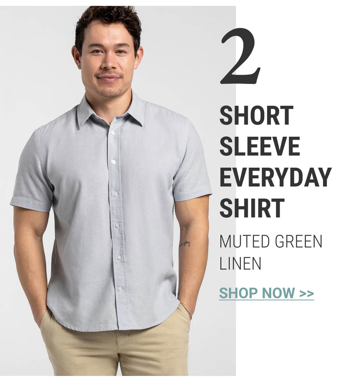 Muted Green Linen Short Sleeve Everyday Shirt