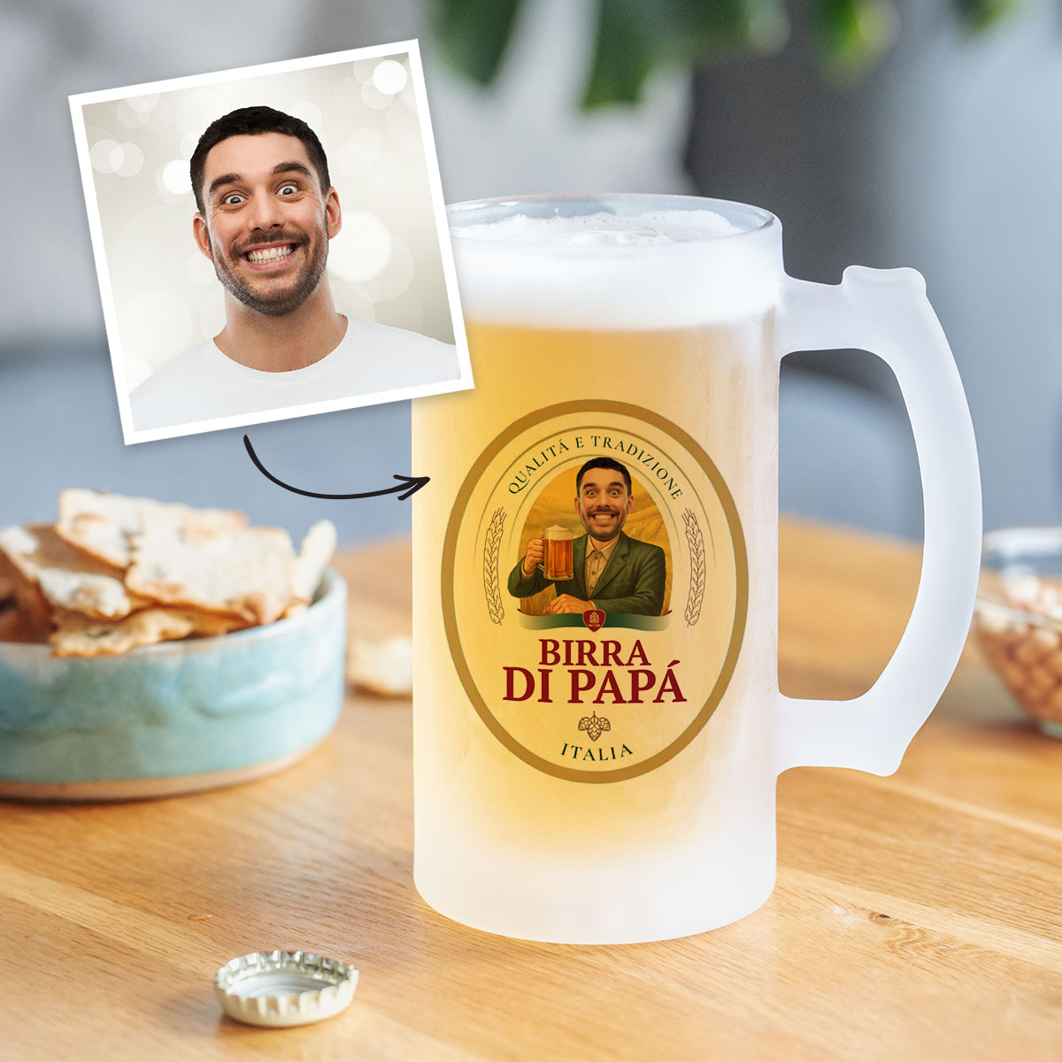 Image of Personalised Beer Stein with Face and Logo