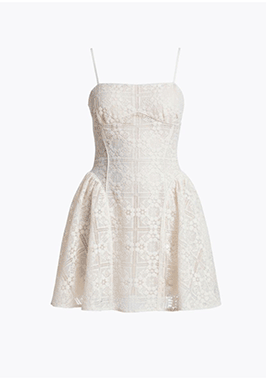 Cotton Tile Embroidered Mini Dress