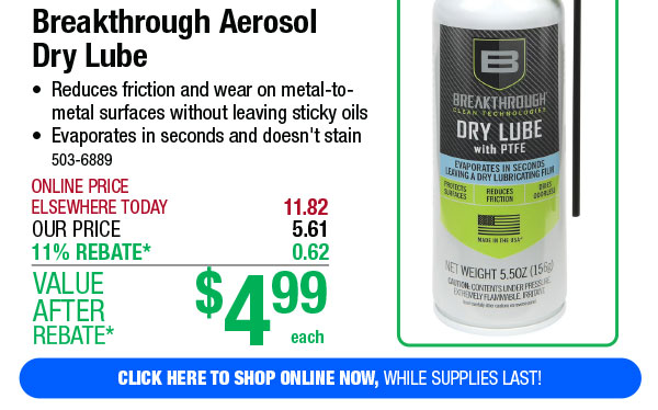 Breakthrough Aerosol Dry Lube - Free Shipping To Store!