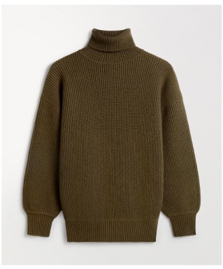 Cashmere Merino Ottoman Ribbed Roll Neck