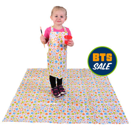 Durable Vinyl Splat Mat & Apron Set | Toddler Art Mess Protection