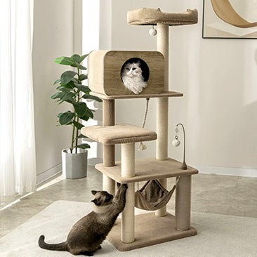 Catry Jiminy 60-inch Cat Tree, 6 Levels and 1 Condo, Beige