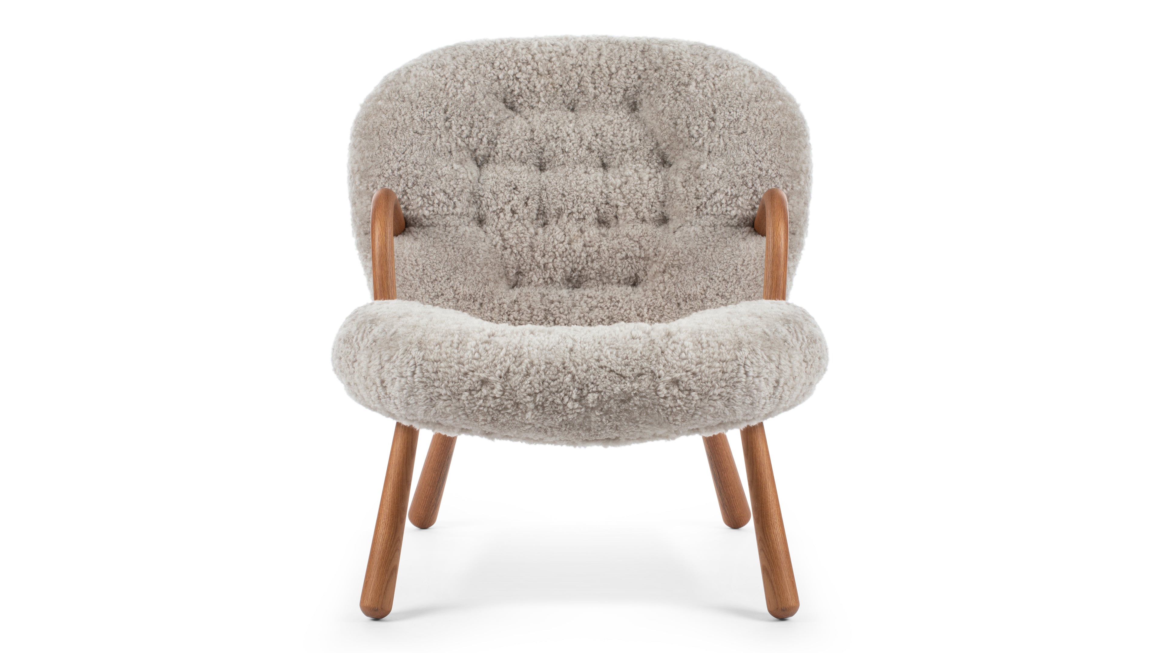 Image of Clam - Clam Chair, Soft Gray Luxe Sheepskin | FINAL SALE