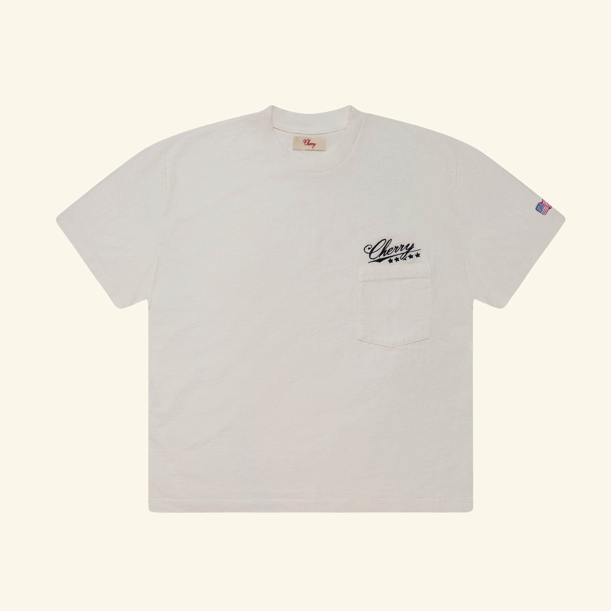 Image of Five Star Boxy Pocket T-Shirt (Vintage White)
