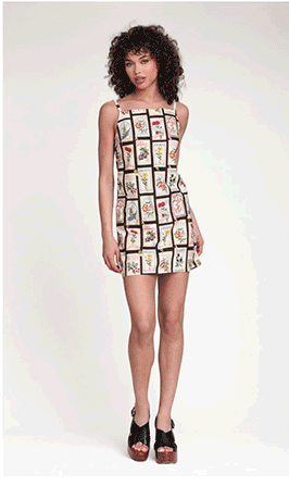 Linen Blend Fruit Floral Mini Shift Dress