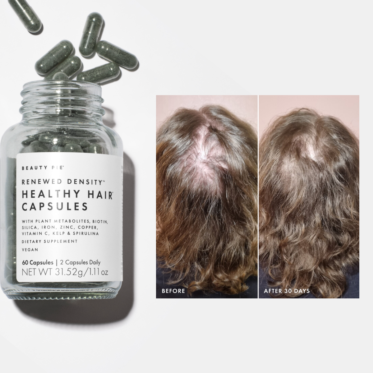 Before & after of healthy hair