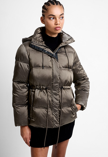Kendra Nylon Hooded Puffer Jacket