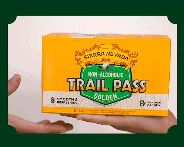 Looping photos of non-alc Hop Splash and Trail Pass being delivered to doorsteps