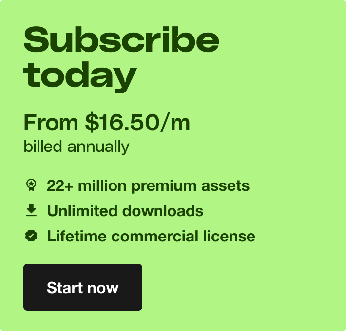 Subscribe today. From $16.50/month. Lifetime commercial license. Start now