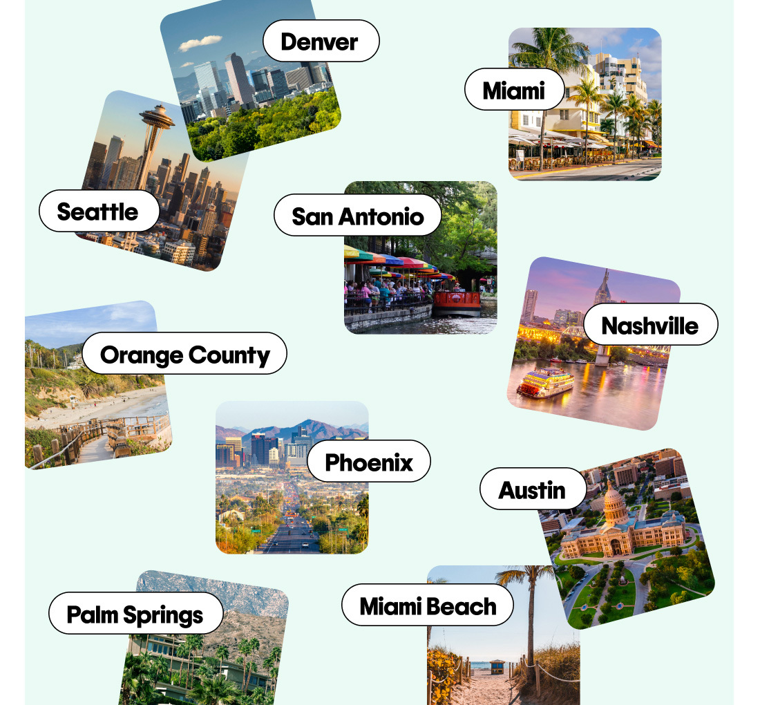 Collage image of 10 destinations you could win a trip to
