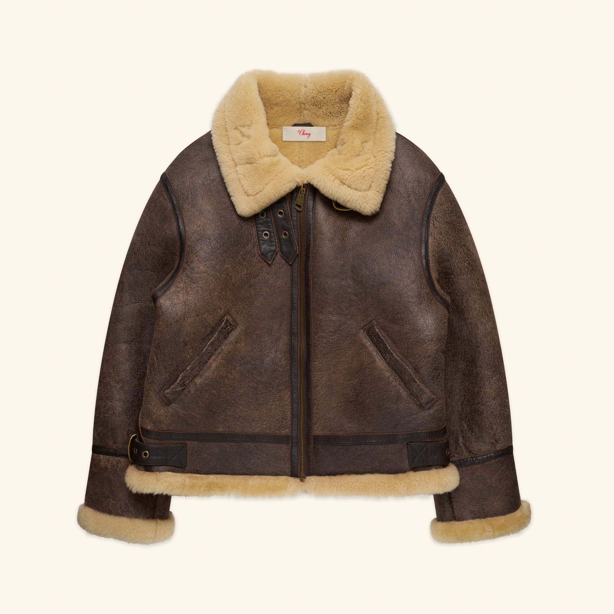 Image of Shearling Aviator Jacket (Chestnut)
