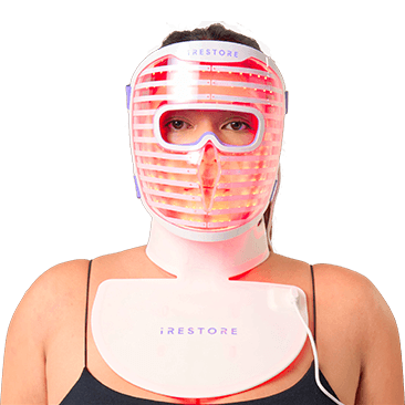 iRESTORE LED Red Light Therapy Face Mask with Neck and Chest Device, Anti-Aging