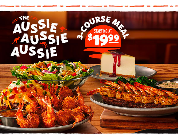 The Aussie Aussie Aussie 3 Course Meal. Starting at $19.99