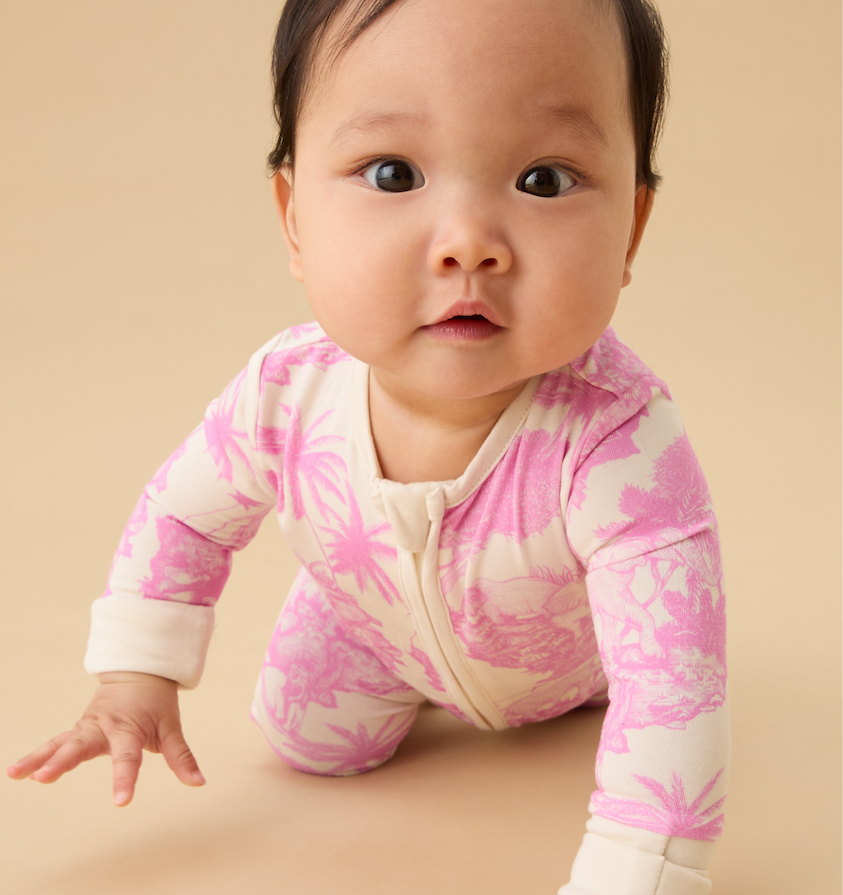 MORI x Desmond & Dempsey Pink Clever Zip Sleepsuit