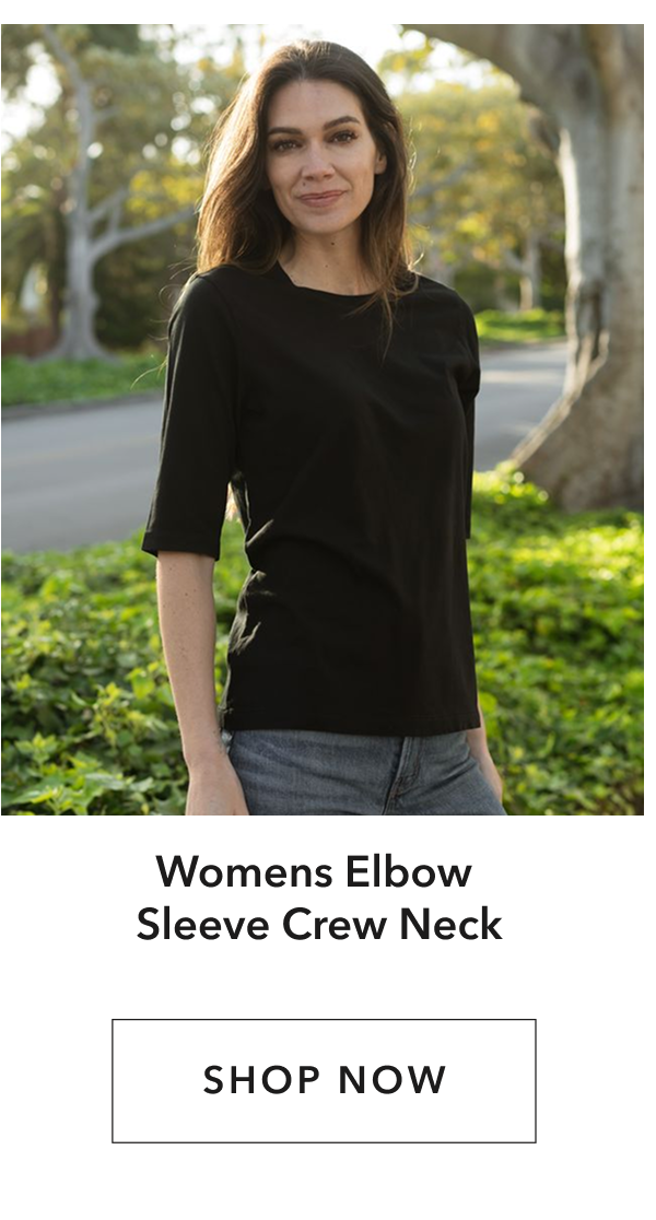 Womens Elbow Sleeve Crew Neck