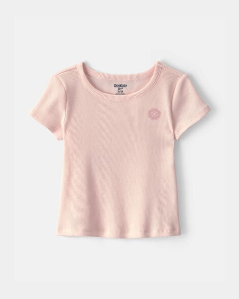 Image of Toddler Girl OshKosh Logo Ribbed Tee - Pink