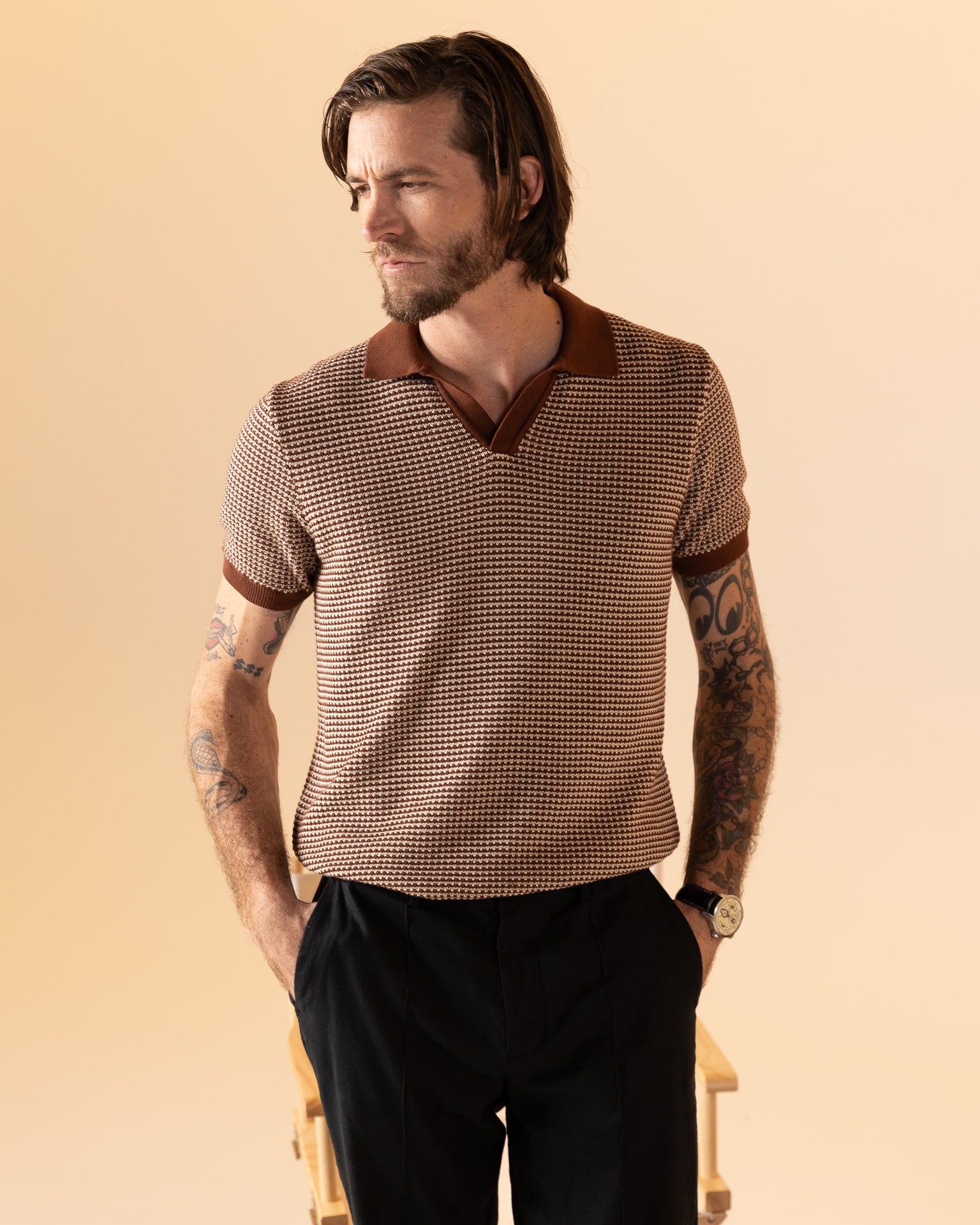 Image of The Palamos Knit Polo Shirt - Cappuccino