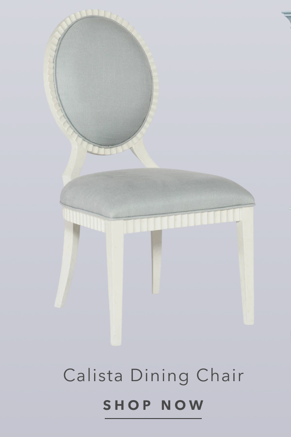 Calista French Country Light Blue Performance White Wood Dining Chair