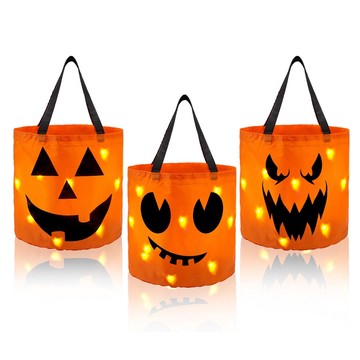 Joyfy 3-Pc Trick or Treat Candy Pumpkin BucketsLED Lights