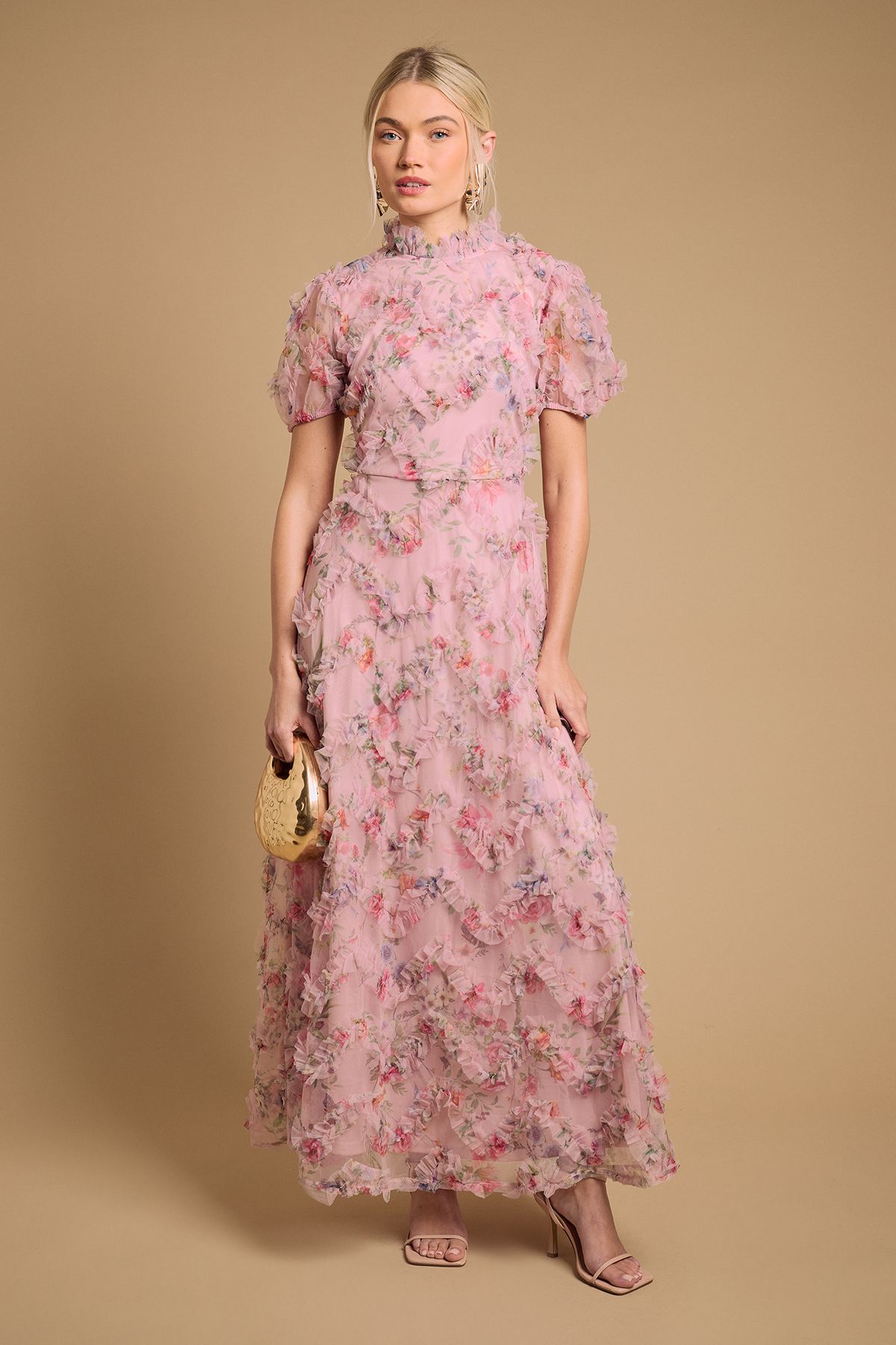 Printed Textured Maxi Dress