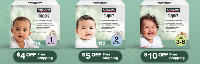 Kirkland Signature Diapers. $4 - $10 OFF Free Shipping