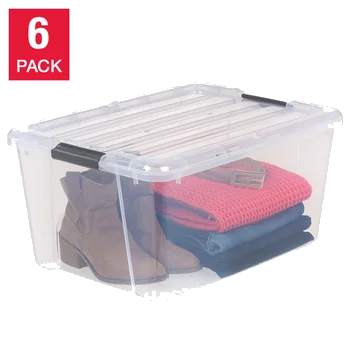IRIS 45-Quart Clear Storage Bin with Buckles, 6-Pack