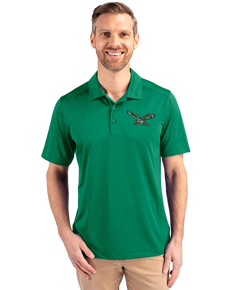 Image of Philadelphia Eagles Historic -  Cutter & Buck Prospect Eco Textured Stretch Recycled Mens Short Sleeve Polo