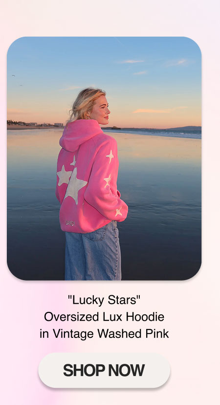 "Lucky Stars" Oversized Lux Hoodie in Vintage Washed Pink