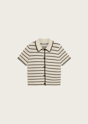 Alderton Cotton Short Sleeve Striped Crochet Shirt
