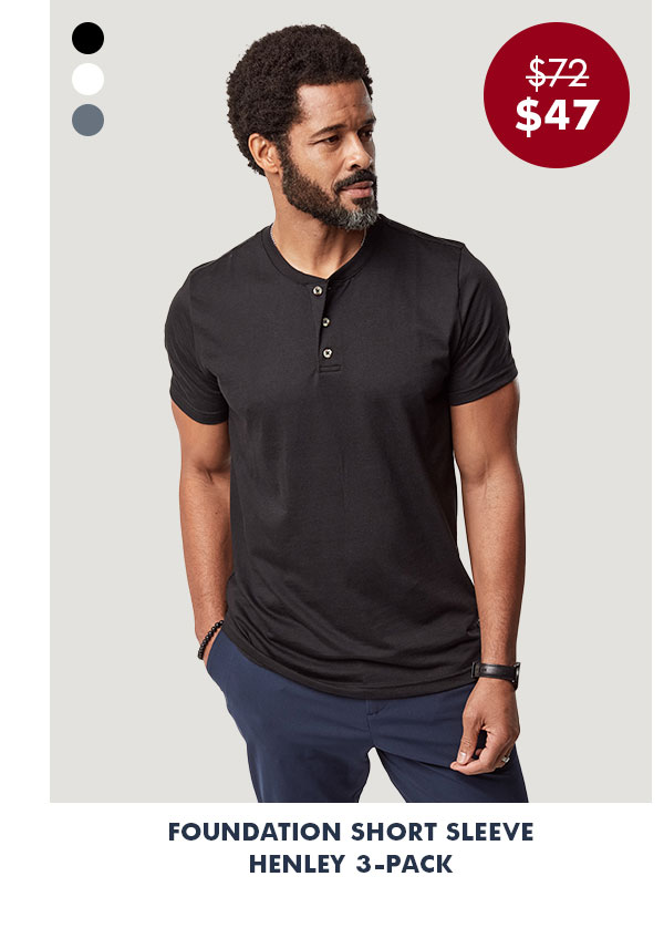 Foundation short sleeve henley 3 pack