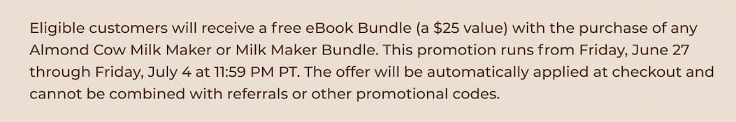 Get a Free eBook Bundle with your Milk Maker