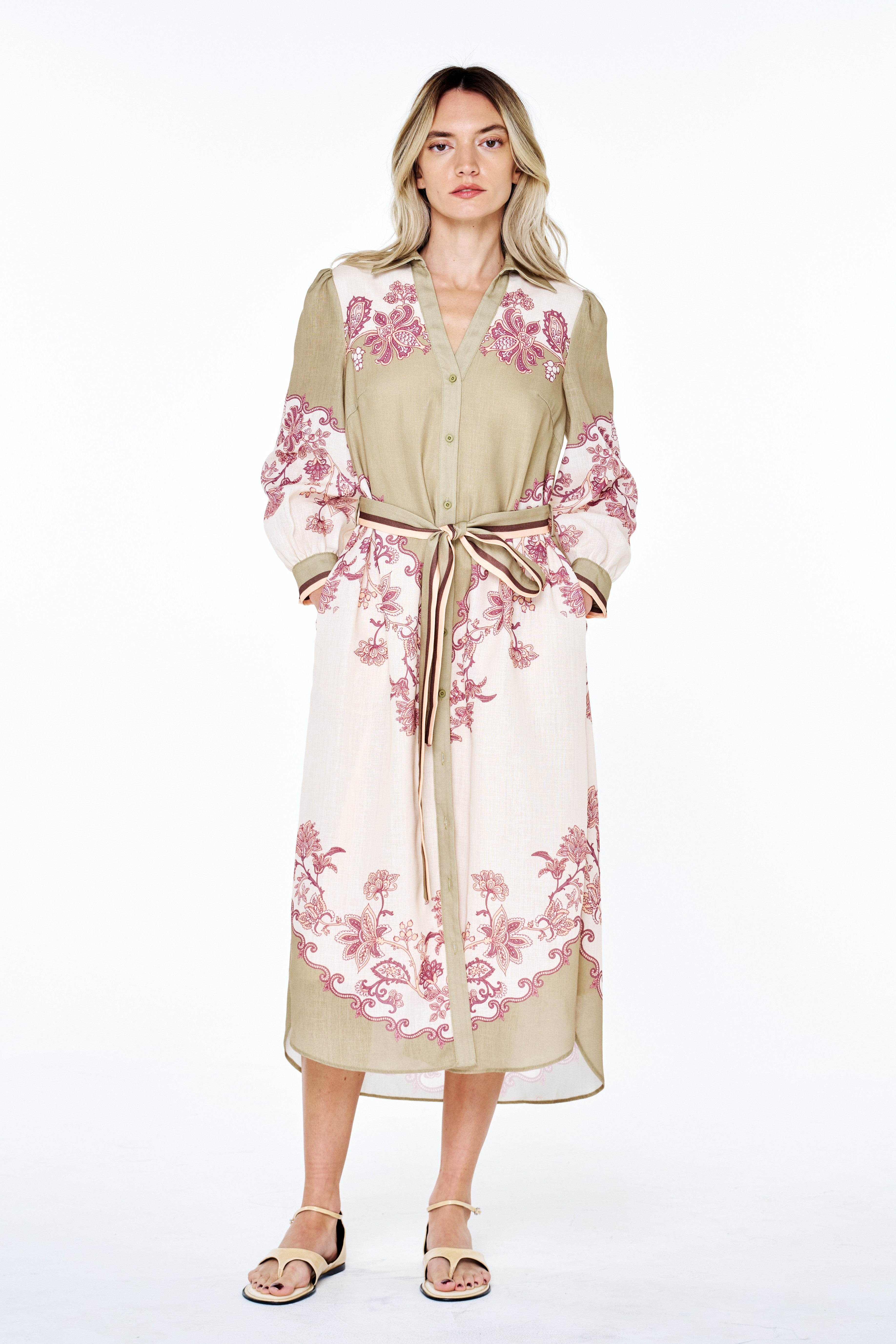 Image of Balboa Floral Print Midi Shirt Dress