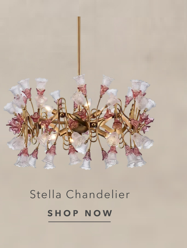 Stella Updated Traditional Antique Brass Pink Floral Glass Chandelier - 26