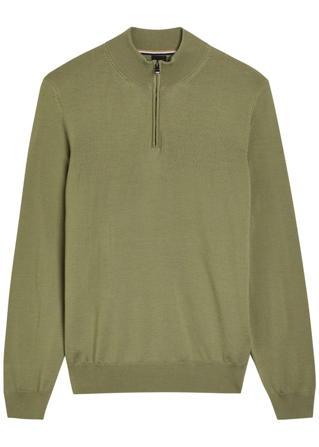 BOSS Ebenji half-zip fine-knit polo jumper