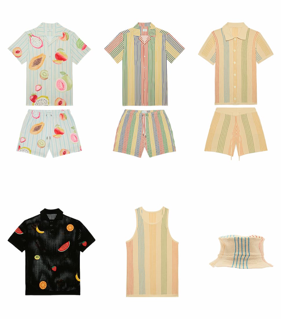 Clothing outfits laid out in grid