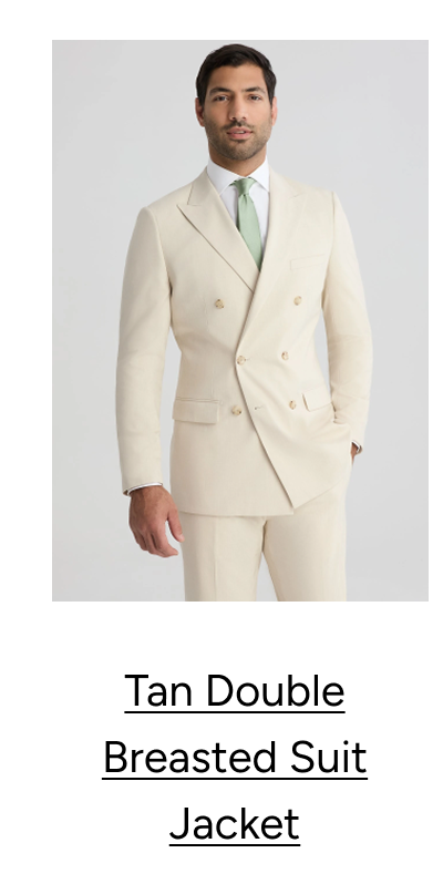 Tan Double Breasted Suit Jacket, $199