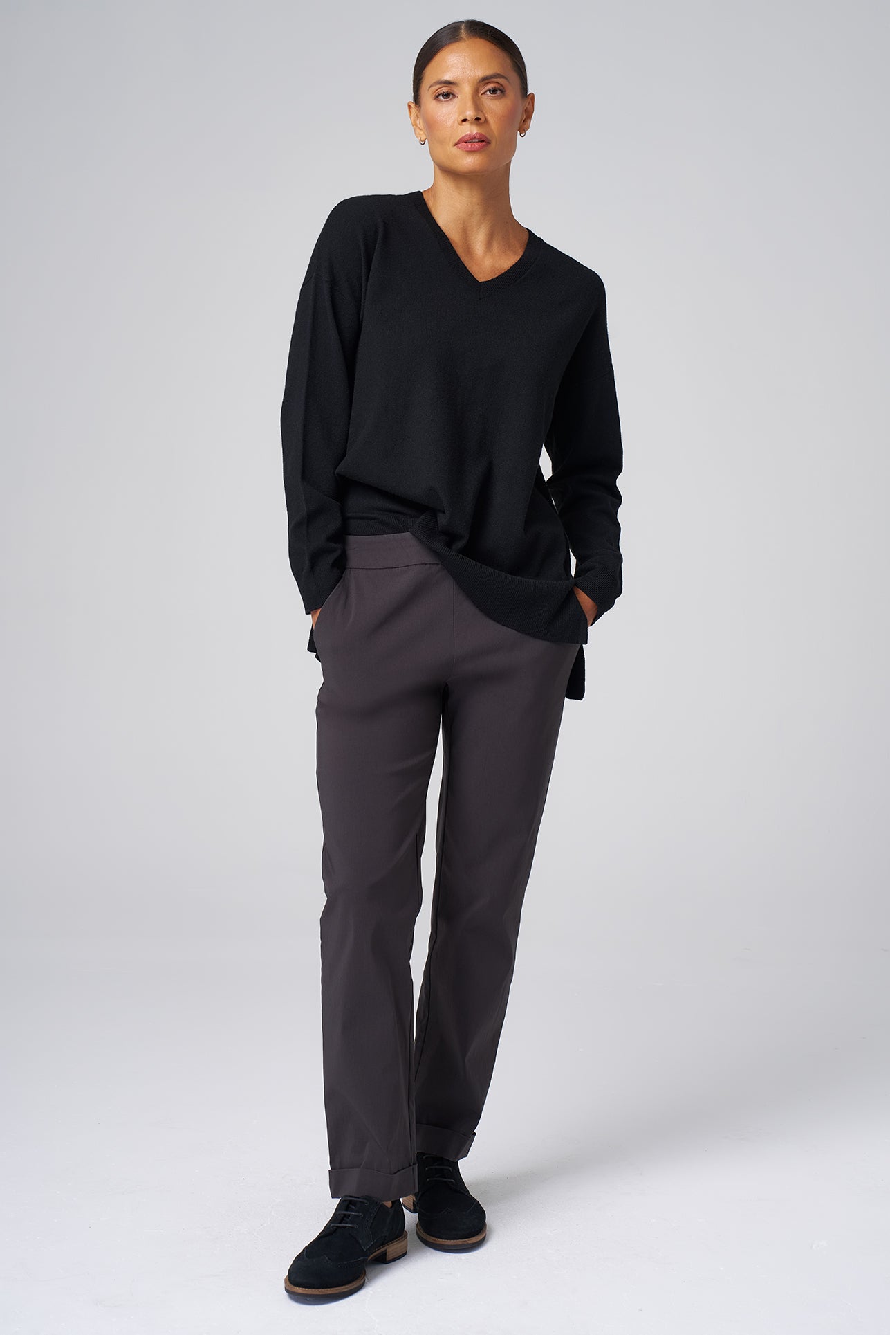Image of All-Season Cuffed Trouser in Carbon