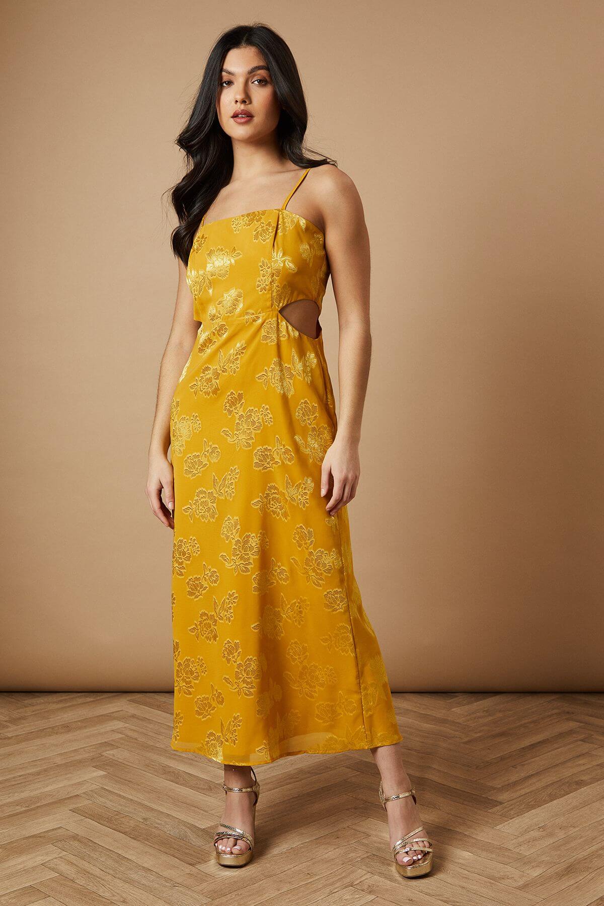 Jacquard Midi Cut Out Detail Dress