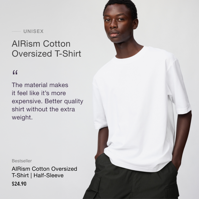 Banner 3 AIRism Cotton Oversized T-Shirt | Half-Sleeve