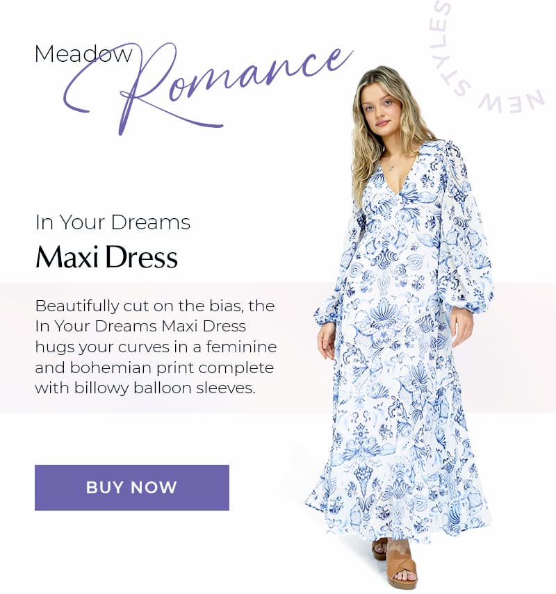 In Your Dreams Maxi Dress - White/Blue