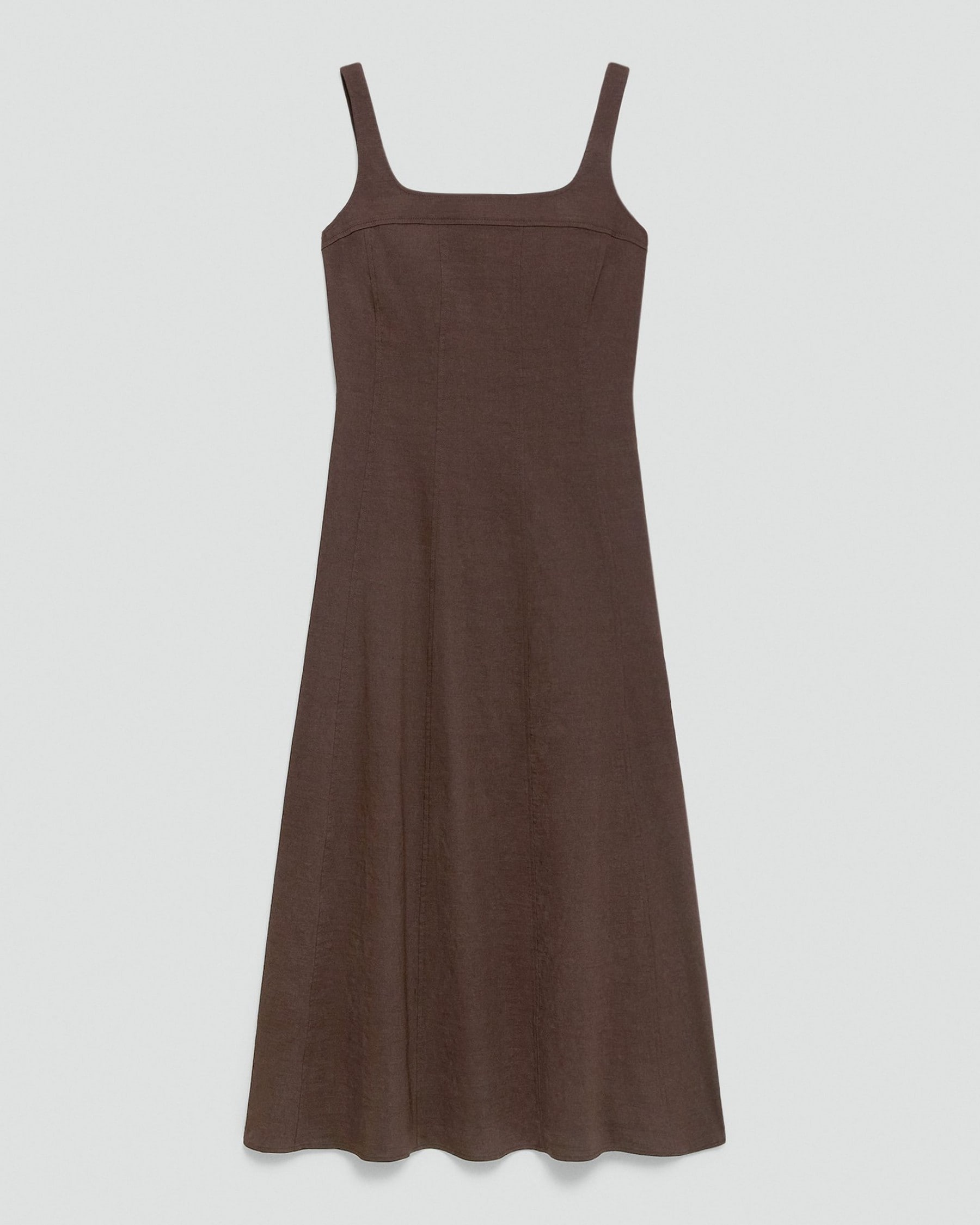 Seamed Square Neck Dress in Good Linen