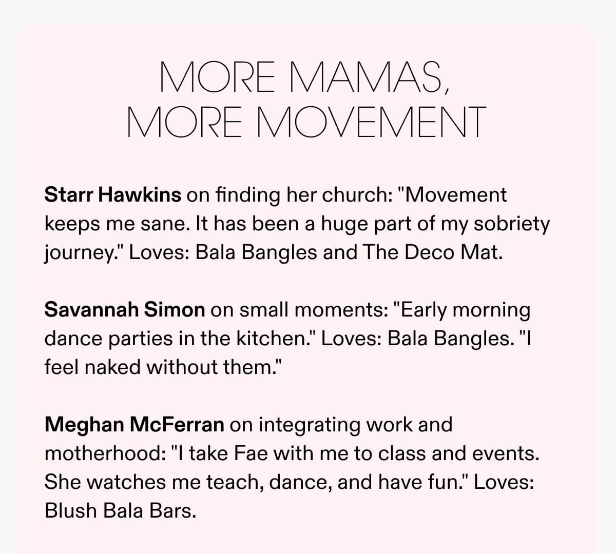 MORE MAMAS, MORE MOVEMENT