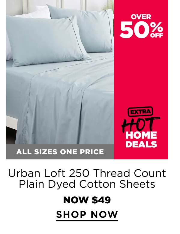 Urban Loft 250 Thread Count Plain Dyed Cotton Sheets