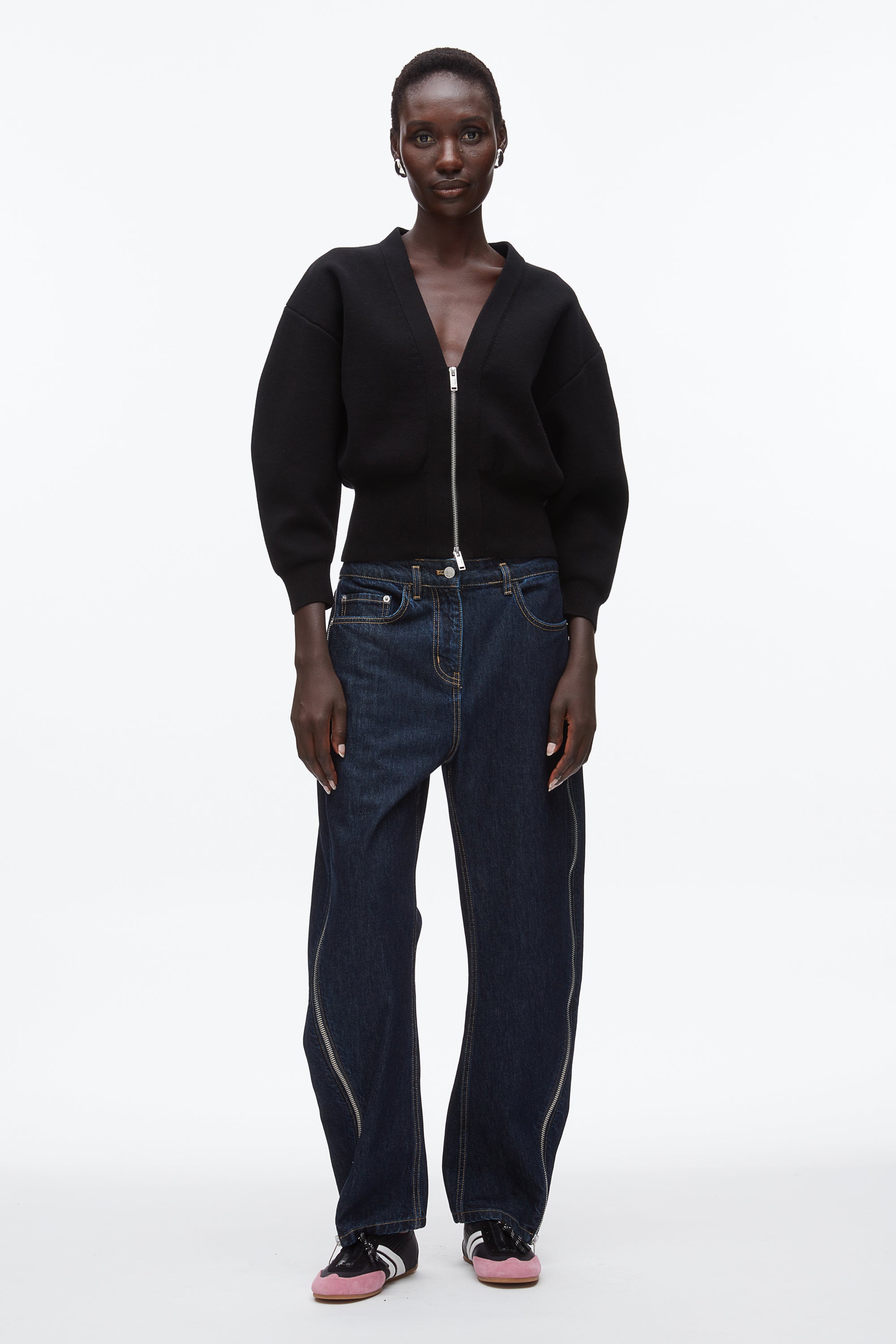Image of Round Sleeve Zip Cardigan